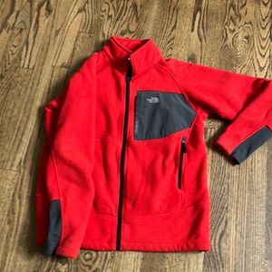 North face orange fleece jacket